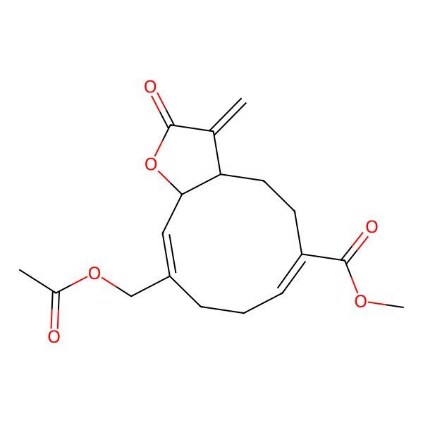 2D Structure of Methyl 10-(acetyloxymethyl)-3-methylidene-2-oxo-3a,4,5,8,9,11a-hexahydrocyclodeca[b]furan-6-carboxylate
