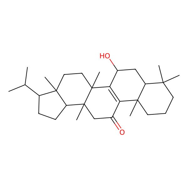 2D Structure of (3R,3aR,5aS,6R,7aS,11aS,13aS,13bR)-6-hydroxy-3a,5a,8,8,11a,13a-hexamethyl-3-propan-2-yl-2,3,4,5,6,7,7a,9,10,11,13,13b-dodecahydro-1H-cyclopenta[a]chrysen-12-one