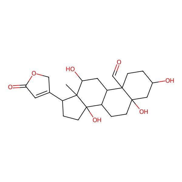 2D Structure of 3,5,12,14-Tetrahydroxy-19-oxocard-20(22)-enolide 2D Structure of 3,5,12,14-Tetrahydroxy-19-oxocard-20(22)-enolide