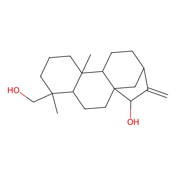 2D Structure of (1R,4S,5S,9R,10S,13R,15R)-5-(hydroxymethyl)-5,9-dimethyl-14-methylidenetetracyclo[11.2.1.01,10.04,9]hexadecan-15-ol