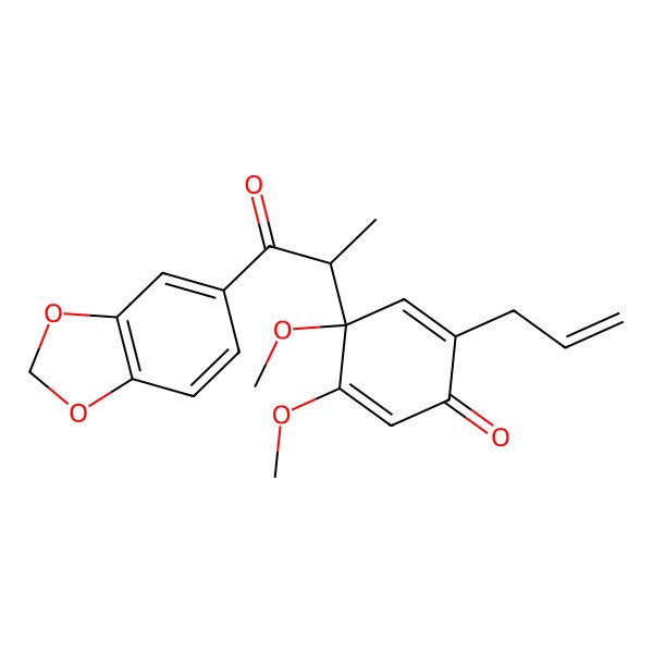2D Structure of (4R)-4-[(2R)-1-(1,3-benzodioxol-5-yl)-1-oxopropan-2-yl]-4,5-dimethoxy-2-prop-2-enylcyclohexa-2,5-dien-1-one