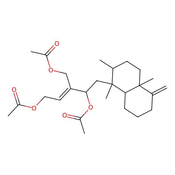 2D Structure of [(E,4R)-5-[(1S,2R,4aR,8aR)-1,2,4a-trimethyl-5-methylidene-3,4,6,7,8,8a-hexahydro-2H-naphthalen-1-yl]-4-acetyloxy-3-(acetyloxymethyl)pent-2-enyl] acetate