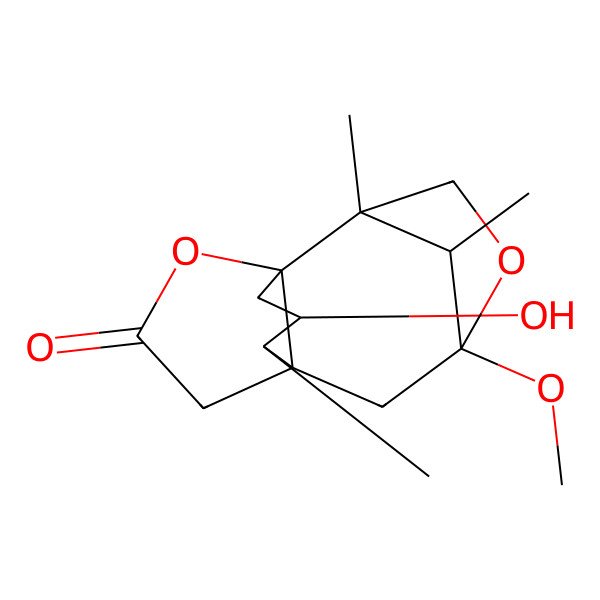 2D Structure of (1S,2S,7R,12R,13S,14S)-12-hydroxy-5-methoxy-2,13,14-trimethyl-4,10-dioxatetracyclo[5.3.3.12,5.01,7]tetradecan-9-one