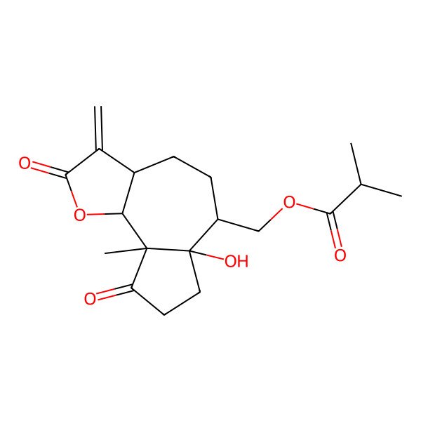 2D Structure of Propanoic acid,2-methyl-,[(3aS,6R,6aR,9aS,9bR)-dodecahydro-6a-hydroxy-9a-methyl-3-methylene-2,9-dioxoazuleno[4,5-b]furan-6-yl]-methyl ester