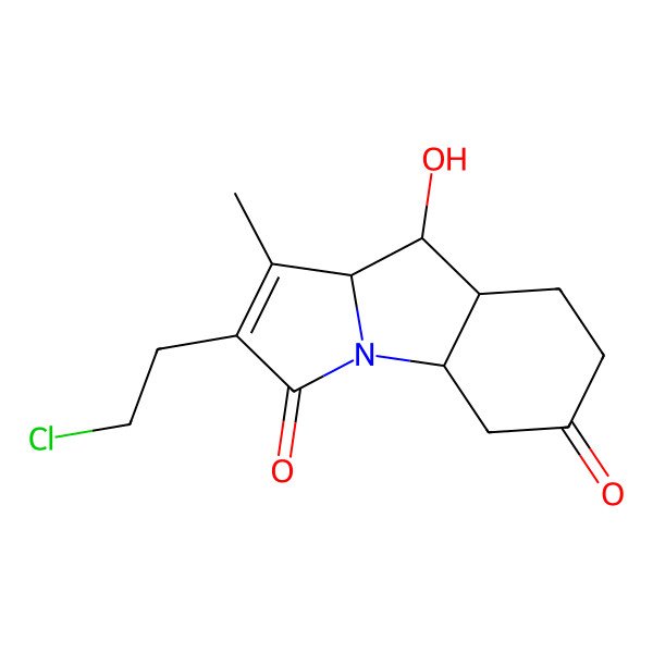 2D Structure of (3aS,4S,4aS,8aR)-2-(2-chloroethyl)-4-hydroxy-3-methyl-4,4a,5,6,8,8a-hexahydro-3aH-pyrrolo[1,2-a]indole-1,7-dione