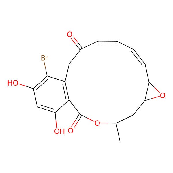 2D Structure of (4R,6R,8R,9Z,11E)-16-bromo-17,19-dihydroxy-4-methyl-3,7-dioxatricyclo[13.4.0.06,8]nonadeca-1(15),9,11,16,18-pentaene-2,13-dione