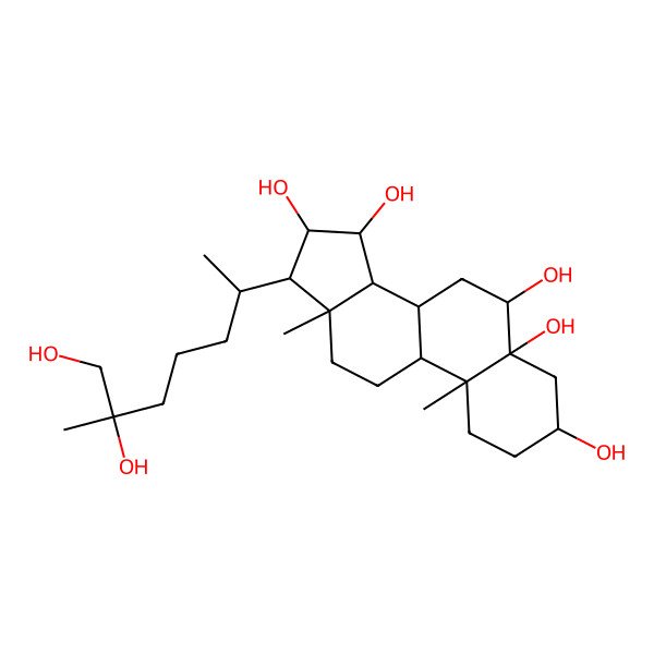 2D Structure of (3S,5R,6R,8R,9S,10R,13R,14S,15R,16R,17R)-17-[(2R,6R)-6,7-dihydroxy-6-methylheptan-2-yl]-10,13-dimethyl-1,2,3,4,6,7,8,9,11,12,14,15,16,17-tetradecahydrocyclopenta[a]phenanthrene-3,5,6,15,16-pentol