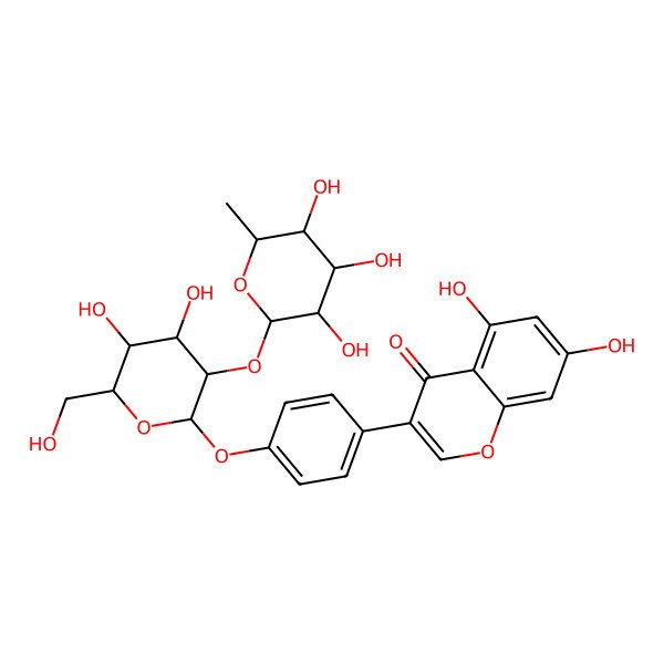2D Structure of 3-[4-[4,5-Dihydroxy-6-(hydroxymethyl)-3-(3,4,5-trihydroxy-6-methyloxan-2-yl)oxyoxan-2-yl]oxyphenyl]-5,7-dihydroxychromen-4-one