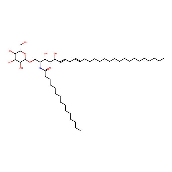 2D Structure of N-[(2S,3S,5R,6E,9E)-3,5-dihydroxy-1-[(2R,3R,4S,5S,6R)-3,4,5-trihydroxy-6-(hydroxymethyl)oxan-2-yl]oxyheptacosa-6,9-dien-2-yl]pentadecanamide