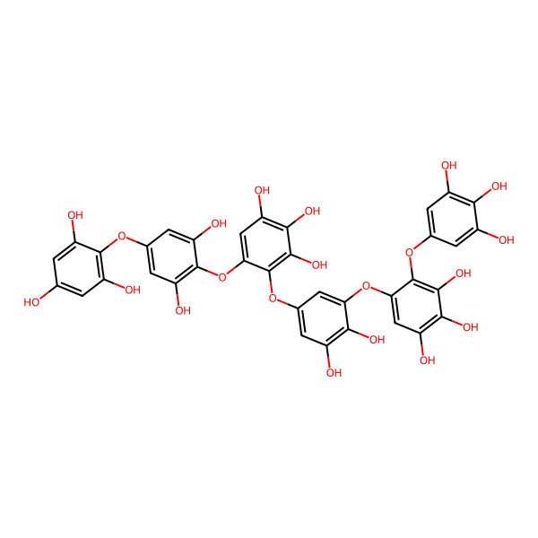 2D Structure of 5-[5-[6-[2,6-Dihydroxy-4-(2,4,6-trihydroxyphenoxy)phenoxy]-2,3,4-trihydroxyphenoxy]-2,3-dihydroxyphenoxy]-4-(3,4,5-trihydroxyphenoxy)benzene-1,2,3-triol