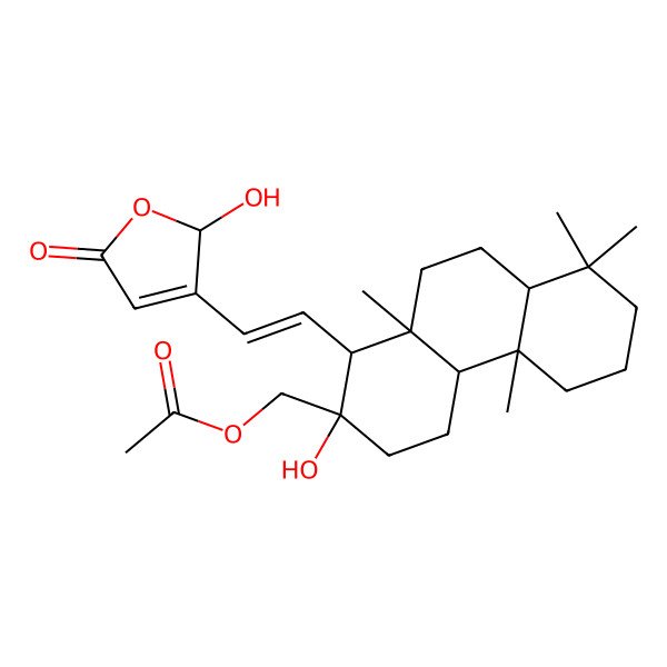 2D Structure of [2-hydroxy-1-[2-(2-hydroxy-5-oxo-2H-furan-3-yl)ethenyl]-4b,8,8,10a-tetramethyl-1,3,4,4a,5,6,7,8a,9,10-decahydrophenanthren-2-yl]methyl acetate