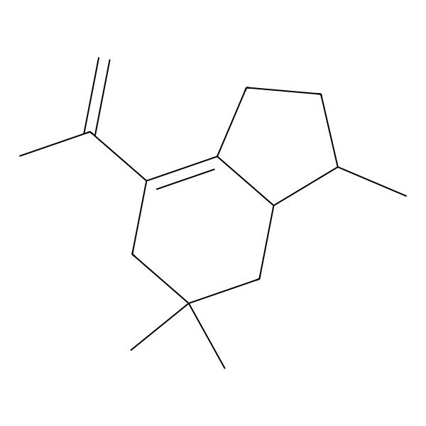 2D Structure of 3,5,5-Trimethyl-7-prop-1-en-2-yl-1,2,3,3a,4,6-hexahydroindene 2D Structure of 3,5,5-Trimethyl-7-prop-1-en-2-yl-1,2,3,3a,4,6-hexahydroindene