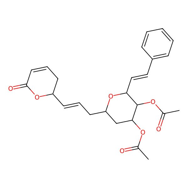 2D Structure of [(2R,3S,4R,6S)-3-acetyloxy-6-[(E)-3-[(2R)-6-oxo-2,3-dihydropyran-2-yl]prop-2-enyl]-2-[(E)-2-phenylethenyl]oxan-4-yl] acetate