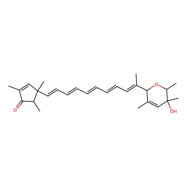 2D Structure of (4R,5R)-4-[10-[(2S,5R,6R)-5-hydroxy-3,5,6-trimethyl-2,6-dihydropyran-2-yl]undeca-1,3,5,7,9-pentaenyl]-2,4,5-trimethylcyclopent-2-en-1-one