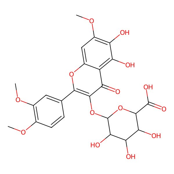 2D Structure of 3,5,6-Trihydroxy-3',4',7-trimethoxyflavone 3-glucuronide 2D Structure of 3,5,6-Trihydroxy-3',4',7-trimethoxyflavone 3-glucuronide