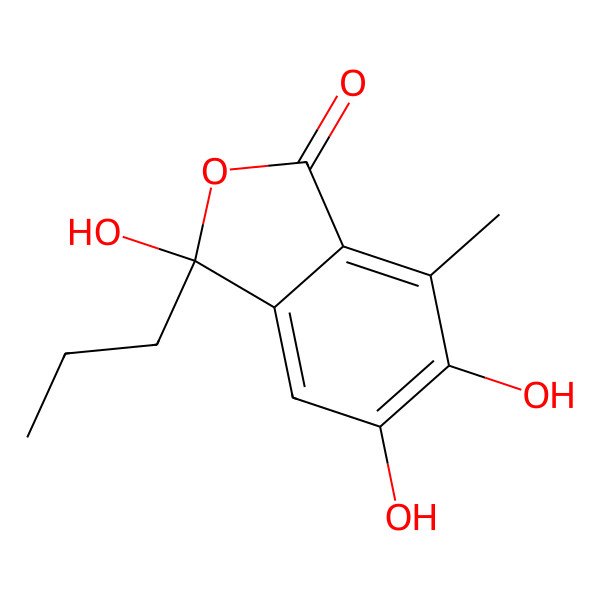 2D Structure of 3,5,6-Trihydroxy-7-methyl-3-propyl-2-benzofuran-1-one