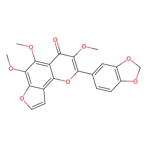2D Structure of 3,5,6-Trimethoxy-3',4'-methylene-dioxyfurano[2,3:7,8]flavone