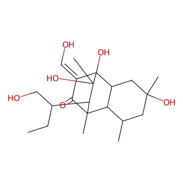 2D Structure of (1S,2R,4R,6R,7S,8R,10Z,11R,12R)-1,4,11-trihydroxy-12-[(2S)-1-hydroxybutan-2-yl]-10-(hydroxymethylidene)-4,6,8,11-tetramethyltricyclo[6.2.2.02,7]dodecan-9-one