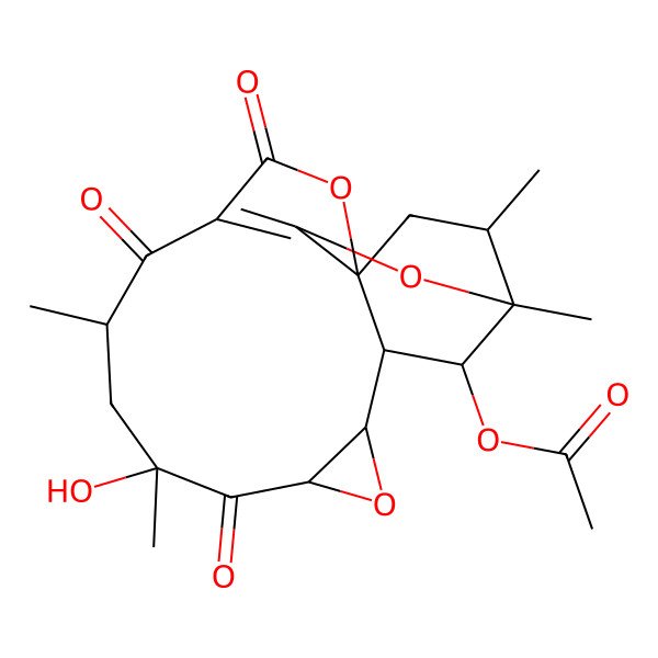 2D Structure of [(1R,2S,3S,4R,6S,8S,10S,15S,17S)-8-hydroxy-1,8,10,17-tetramethyl-7,11,13-trioxo-5,14,18-trioxapentacyclo[10.5.2.03,15.04,6.015,19]nonadec-12(19)-en-2-yl] acetate