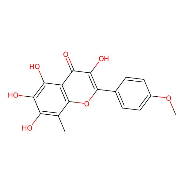 2D Structure of 3,5,6,7-Tetrahydroxy-2-(4-methoxyphenyl)-8-methylchromen-4-one