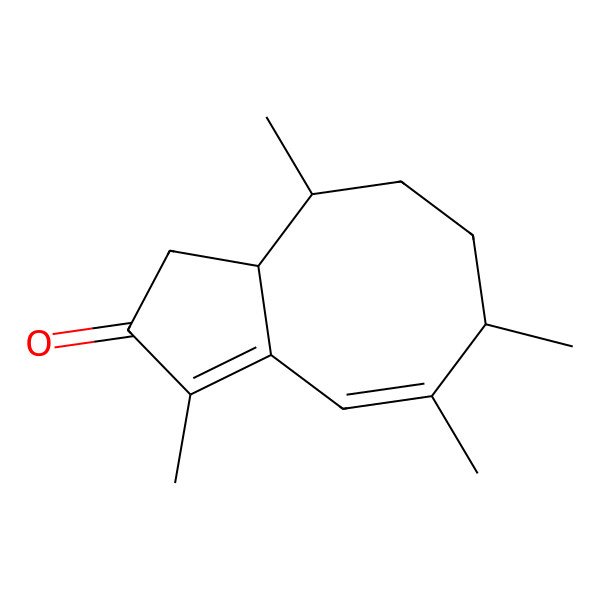 2D Structure of 3,5,6,9-Tetramethyl-1,6,7,8,9,9a-hexahydrocyclopenta[8]annulen-2-one