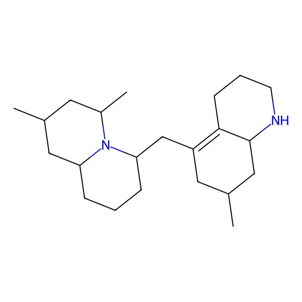 2D Structure of 5-[(6,8-dimethyl-2,3,4,6,7,8,9,9a-octahydro-1H-quinolizin-4-yl)methyl]-7-methyl-1,2,3,4,6,7,8,8a-octahydroquinoline