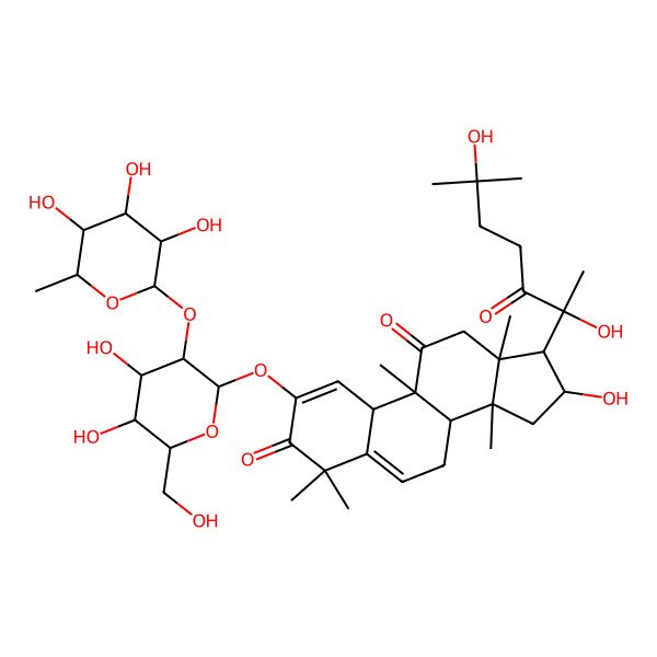 2D Structure of 2-[4,5-dihydroxy-6-(hydroxymethyl)-3-(3,4,5-trihydroxy-6-methyloxan-2-yl)oxyoxan-2-yl]oxy-17-(2,6-dihydroxy-6-methyl-3-oxoheptan-2-yl)-16-hydroxy-4,4,9,13,14-pentamethyl-8,10,12,15,16,17-hexahydro-7H-cyclopenta[a]phenanthrene-3,11-dione