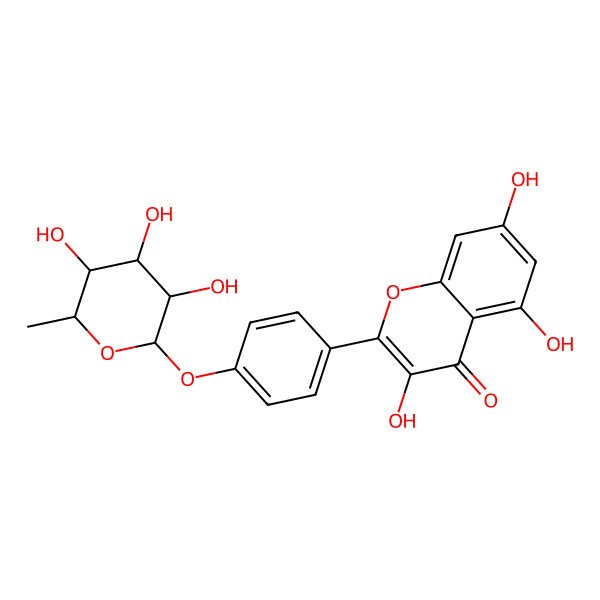 2D Structure of 3,5,7-Trihydroxy-2-[4-(3,4,5-trihydroxy-6-methyloxan-2-yl)oxyphenyl]chromen-4-one