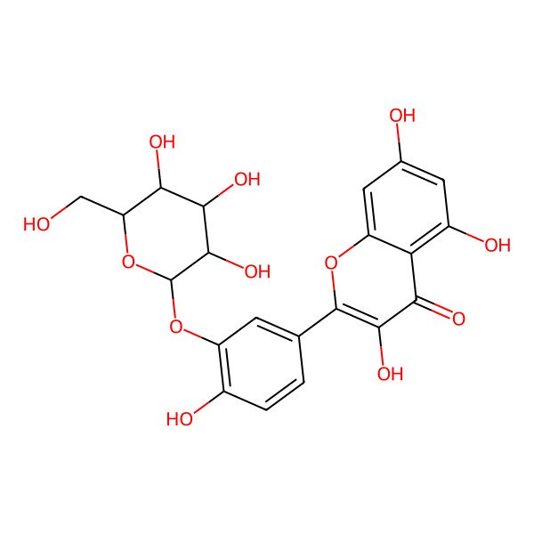 2D Structure of 3,5,7-Trihydroxy-2-[4-hydroxy-3-[3,4,5-trihydroxy-6-(hydroxymethyl)oxan-2-yl]oxyphenyl]chromen-4-one