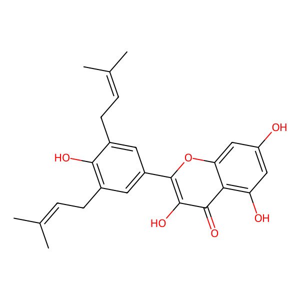 2D Structure of 3,5,7-Trihydroxy-2-[4-hydroxy-3,5-bis(3-methylbut-2-enyl)phenyl]chromen-4-one