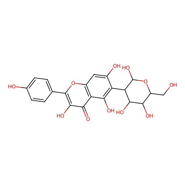 2D Structure of 3,5,7-Trihydroxy-2-(4-hydroxyphenyl)-6-[2,4,5-trihydroxy-6-(hydroxymethyl)oxan-3-yl]chromen-4-one