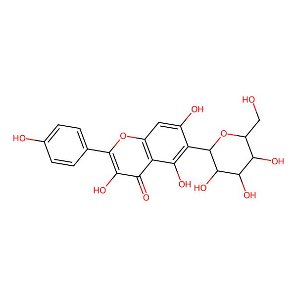 2D Structure of 3,5,7-Trihydroxy-2-(4-hydroxyphenyl)-6-[3,4,5-trihydroxy-6-(hydroxymethyl)oxan-2-yl]chromen-4-one