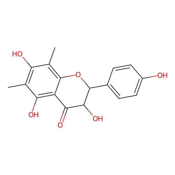 2D Structure of 3,5,7-Trihydroxy-2-(4-hydroxyphenyl)-6,8-dimethyl-2,3-dihydrochromen-4-one