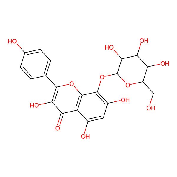 2D Structure of 3,5,7-Trihydroxy-2-(4-hydroxyphenyl)-8-[3,4,5-trihydroxy-6-(hydroxymethyl)oxan-2-yl]oxychromen-4-one