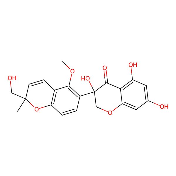 2D Structure of 3,5,7-trihydroxy-3-[2-(hydroxymethyl)-5-methoxy-2-methylchromen-6-yl]-2H-chromen-4-one