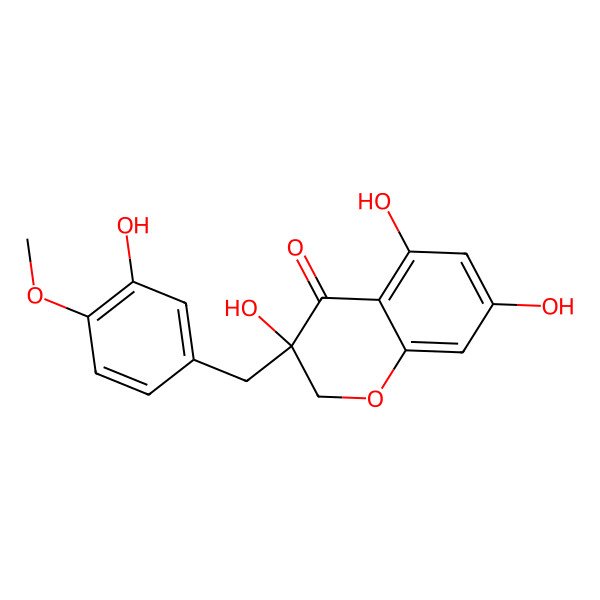 2D Structure of 3,5,7-trihydroxy-3-[(3-hydroxy-4-methoxyphenyl)methyl]-2H-chromen-4-one