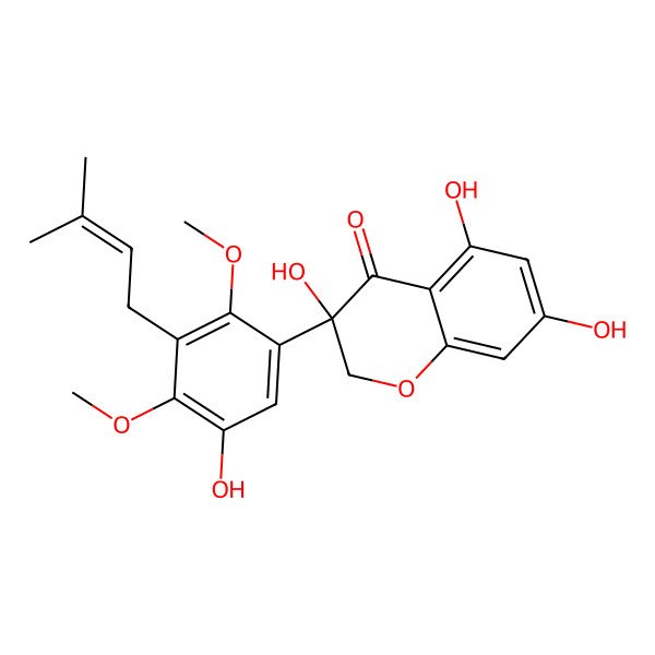 2D Structure of 3,5,7-trihydroxy-3-[5-hydroxy-2,4-dimethoxy-3-(3-methylbut-2-enyl)phenyl]-2H-chromen-4-one