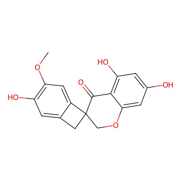 2D Structure of 3',5,7-trihydroxy-4'-methoxyspiro[2H-chromene-3,7'-bicyclo[4.2.0]octa-1,3,5-triene]-4-one