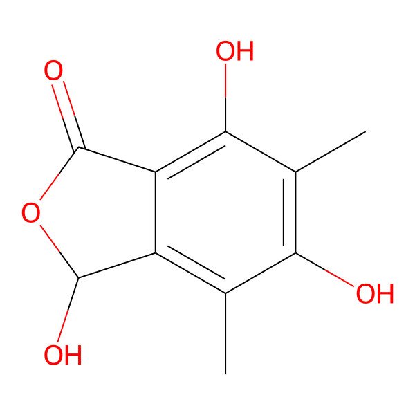 2D Structure of 3,5,7-trihydroxy-4,6-dimethyl-3H-2-benzofuran-1-one