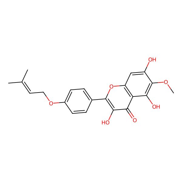 2D Structure of 3,5,7-Trihydroxy-6-methoxy-4'-prenyloxyflavone 2D Structure of 3,5,7-Trihydroxy-6-methoxy-4'-prenyloxyflavone