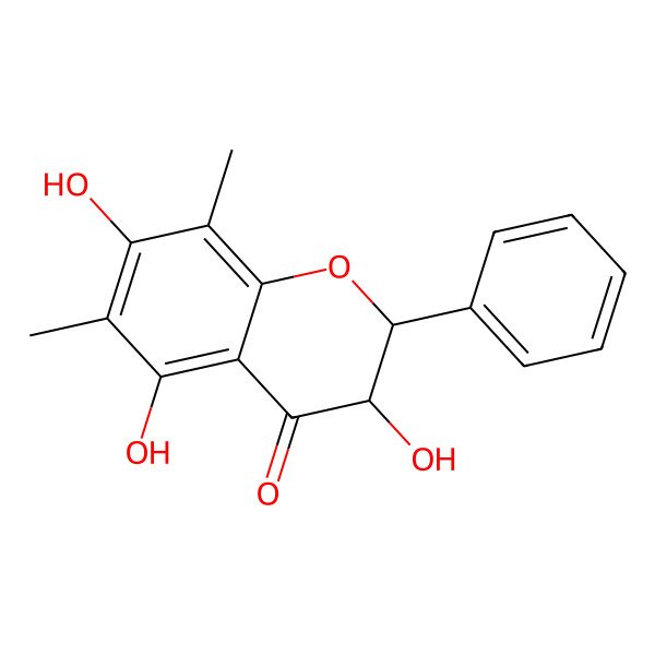 2D Structure of 3,5,7-Trihydroxy-6,8-dimethyl-2-phenyl-2,3-dihydrochromen-4-one