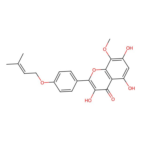 2D Structure of 3,5,7-Trihydroxy-8-methoxy-4'-prenyloxyflavone