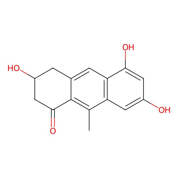 2D Structure of 3,5,7-trihydroxy-9-methyl-3,4-dihydro-2H-anthracen-1-one