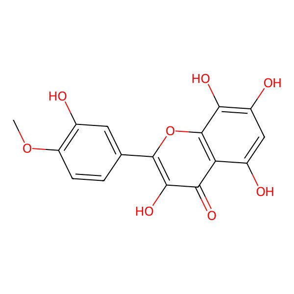 2D Structure of 3,5,7,8-Tetrahydroxy-2-(3-hydroxy-4-methoxyphenyl)chromen-4-one 2D Structure of 3,5,7,8-Tetrahydroxy-2-(3-hydroxy-4-methoxyphenyl)chromen-4-one