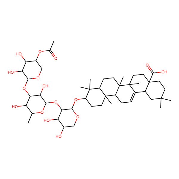 2D Structure of 3beta-[2-O-[3-O-(4-O-Acetyl-beta-D-xylopyranosyl)-alpha-L-rhamnopyranosyl]-alpha-L-arabinopyranosyloxy]oleana-12-ene-28-oic acid