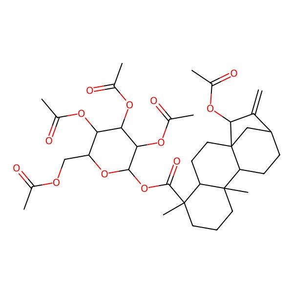 2D Structure of [3,4,5-Triacetyloxy-6-(acetyloxymethyl)oxan-2-yl] 15-acetyloxy-5,9-dimethyl-14-methylidenetetracyclo[11.2.1.01,10.04,9]hexadecane-5-carboxylate