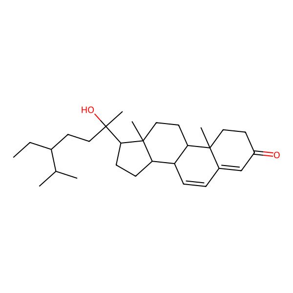 2D Structure of (8S,9S,10R,13S,14S,17S)-17-[(2S,5R)-5-ethyl-2-hydroxy-6-methylheptan-2-yl]-10,13-dimethyl-1,2,8,9,11,12,14,15,16,17-decahydrocyclopenta[a]phenanthren-3-one