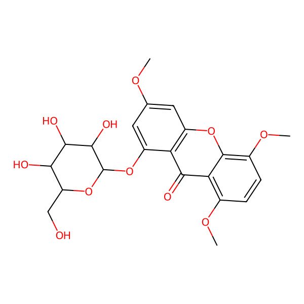 2D Structure of 3,5,8-Trimethoxy-1-[3,4,5-trihydroxy-6-(hydroxymethyl)oxan-2-yl]oxyxanthen-9-one