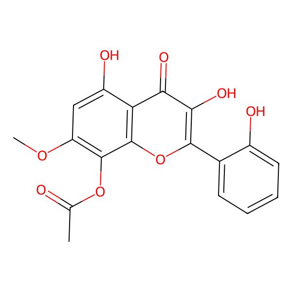 2D Structure of 3,5,8,2'-Tetrahydroxy-7-methoxyflavone 8-acetate