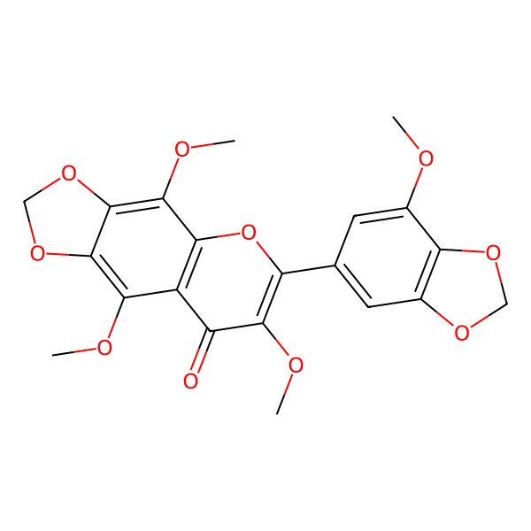 2D Structure of 3,5,8,3'-Tetramethoxy-6,7:4',5'-bis(methylenedioxy)flavone 2D Structure of 3,5,8,3'-Tetramethoxy-6,7:4',5'-bis(methylenedioxy)flavone